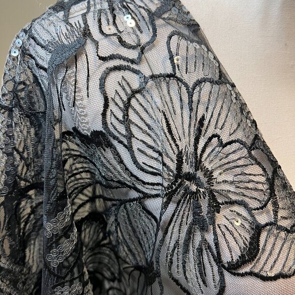 NWT Anne Klein Black Oversized Sheer Cardigan with Sequins, Size S/M - Picture 11 of 16